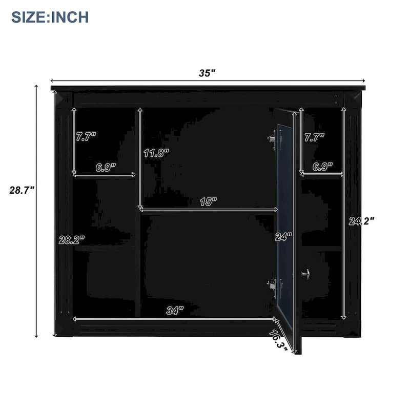 36in Bathroom Vanity with Top Sink, 2 Soft-Close Doors, 2 Drawers and Mirror Cabinet