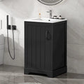 20in Bathroom Vanity Cabinet with Ceramic Sink and Soft-Close Door - Black