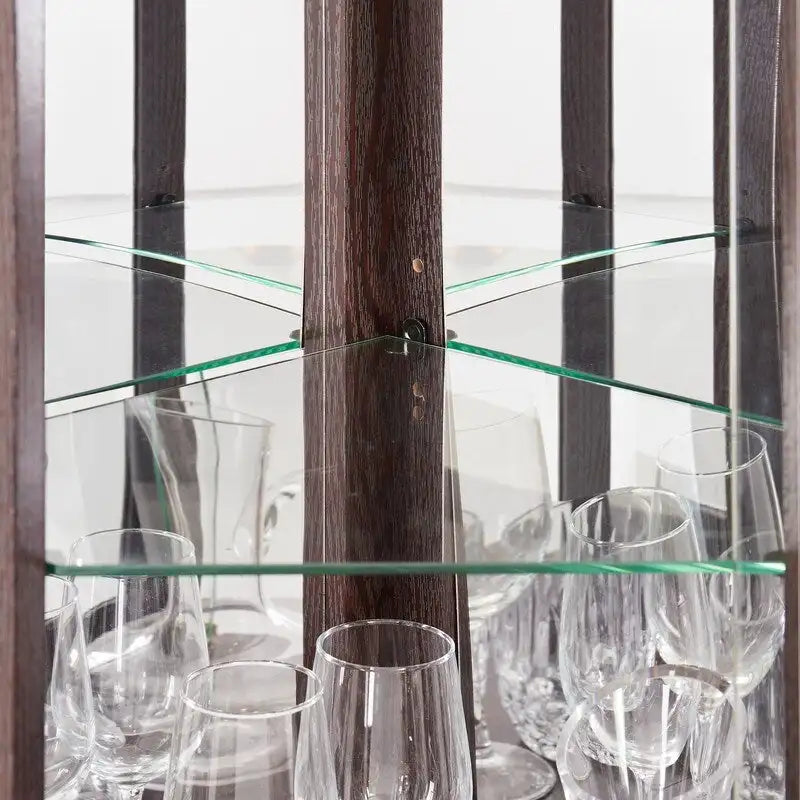 Corner Curio Cabinet with Built-In Lights, Glass Doors and Adjustable Shelves