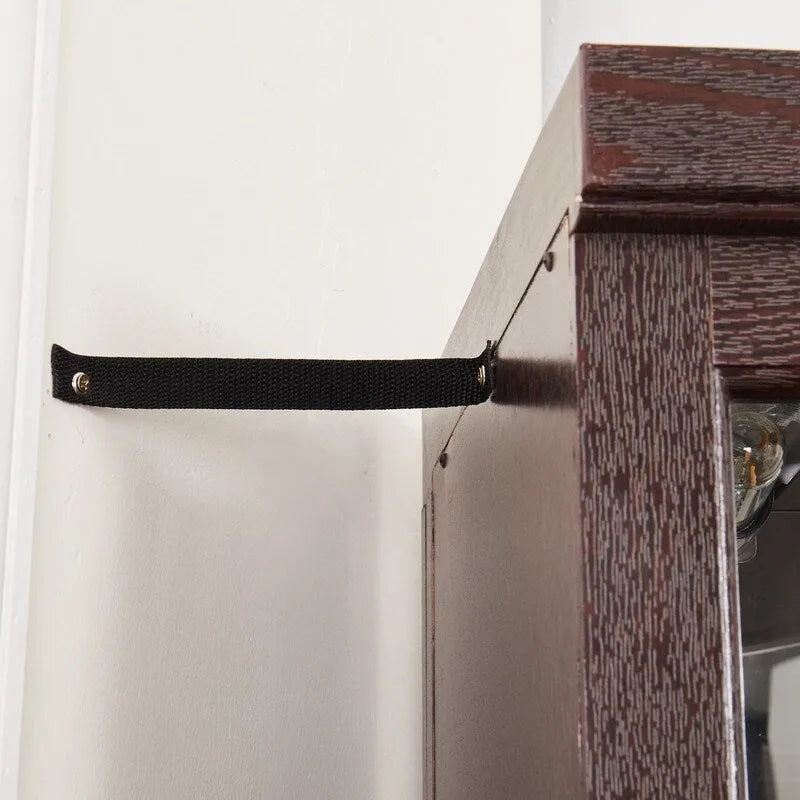 Corner Curio Cabinet with Built-In Lights, Glass Doors and Adjustable Shelves