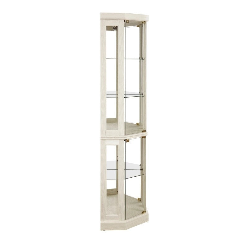 Corner Curio Cabinet with Built-In Lights, Glass Doors and Adjustable Shelves