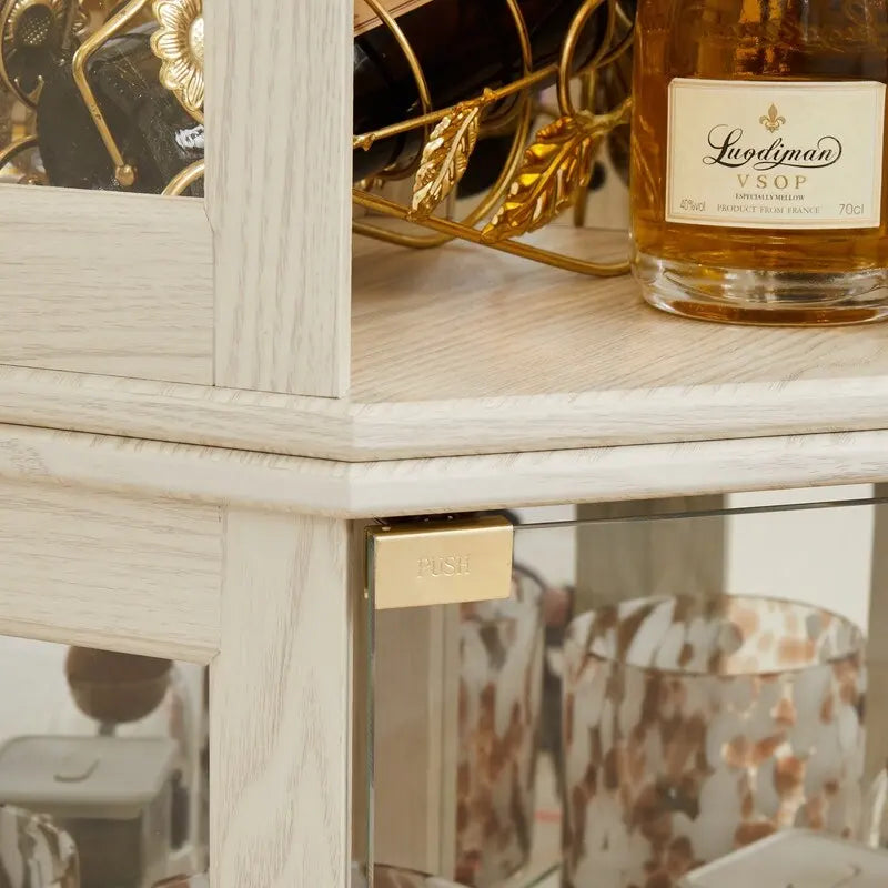 Corner Curio Cabinet with Built-In Lights, Glass Doors and Adjustable Shelves