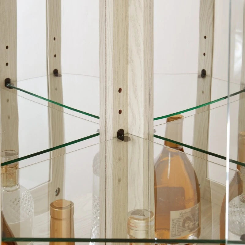Corner Curio Cabinet with Built-In Lights, Glass Doors and Adjustable Shelves