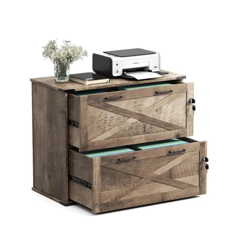 2-Drawer Wood File Cabinet with Lock - 25.79H