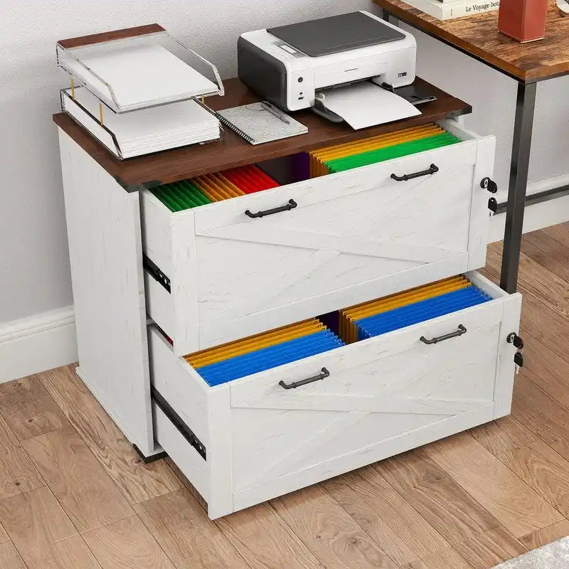 2-Drawer Wood File Cabinet with Lock - 25.79H