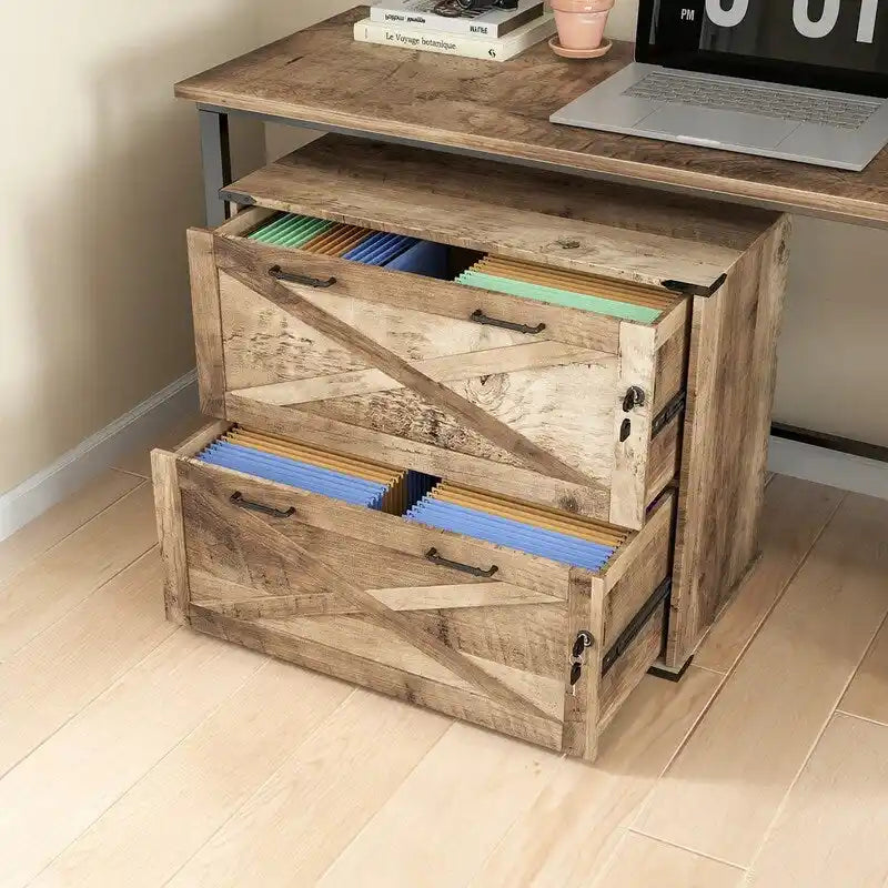 2-Drawer Wood File Cabinet with Lock - 25.79H