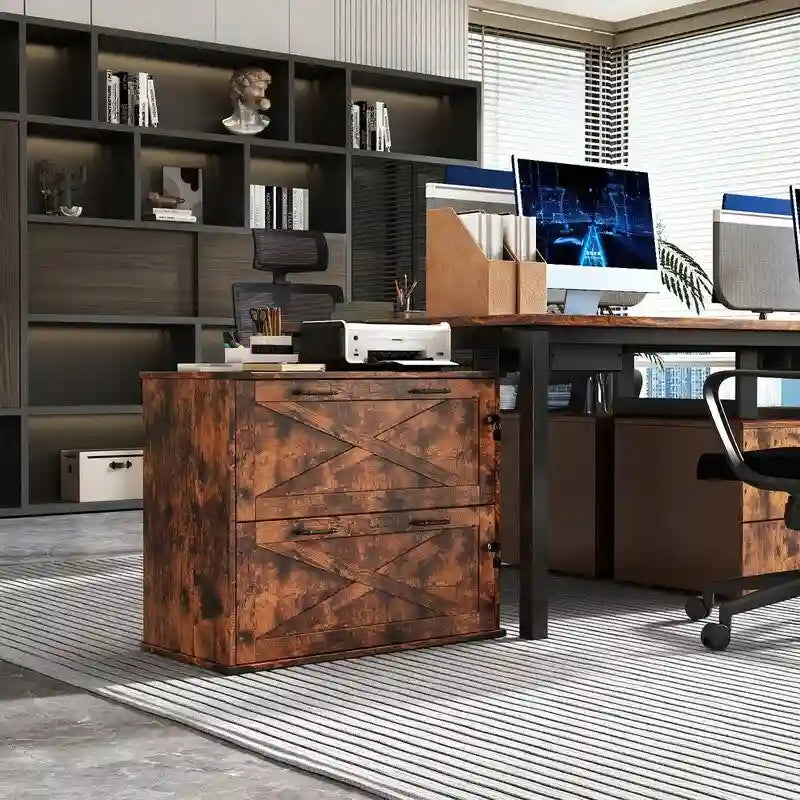 2-Drawer Wood File Cabinet with Lock - 25.79H