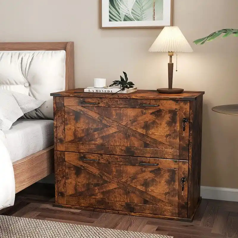 2-Drawer Wood File Cabinet with Lock - 25.79H