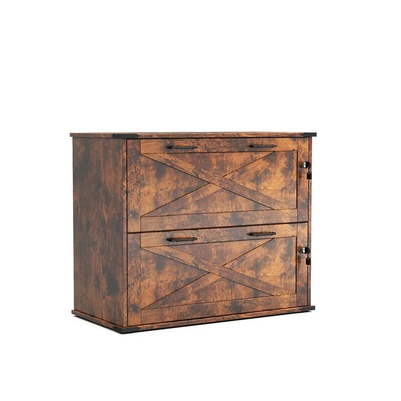 2-Drawer Wood File Cabinet with Lock - 25.79H