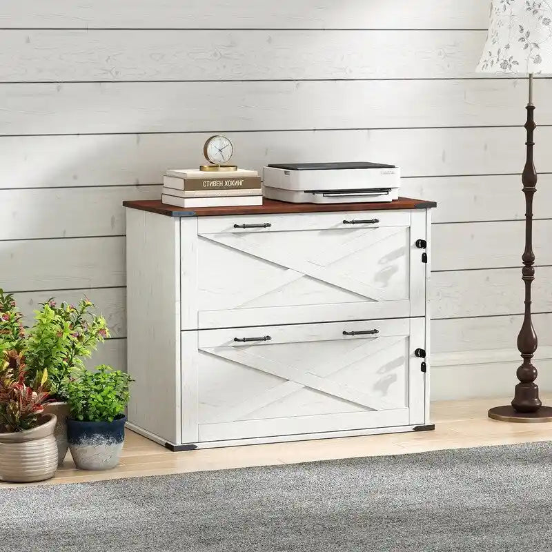 2-Drawer Wood File Cabinet with Lock - 25.79H
