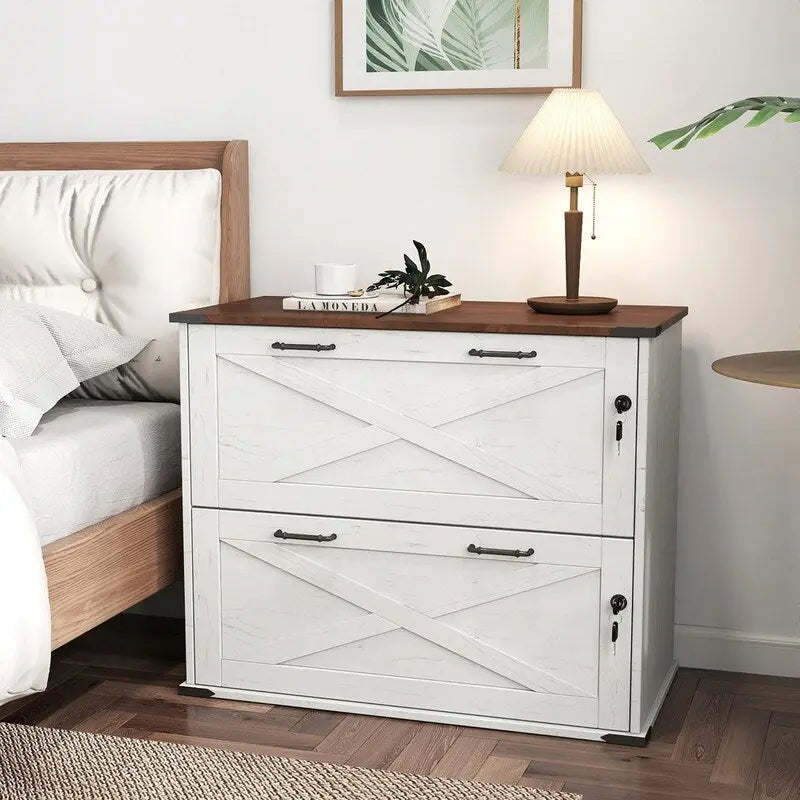 2-Drawer Wood File Cabinet with Lock - 25.79H