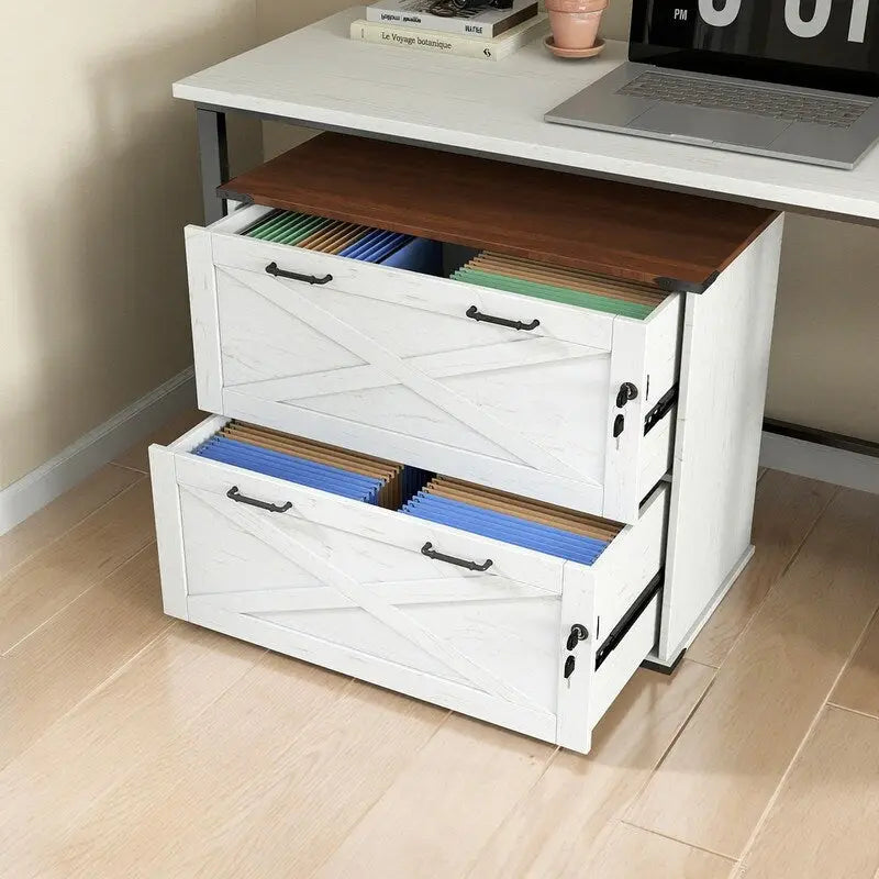 2-Drawer Wood File Cabinet with Lock - 25.79H