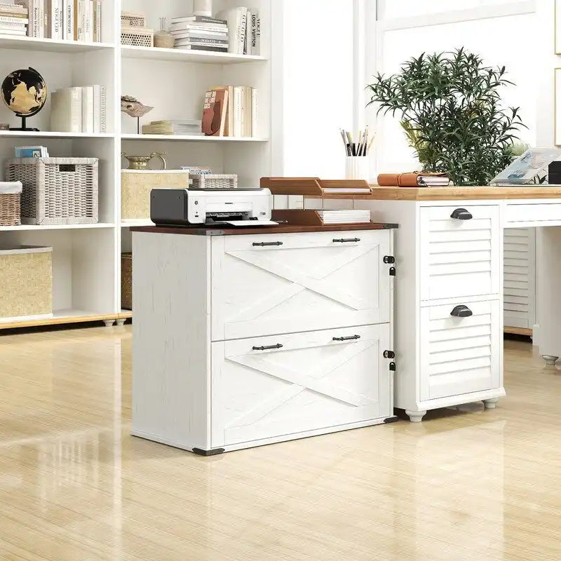 2-Drawer Wood File Cabinet with Lock - 25.79H