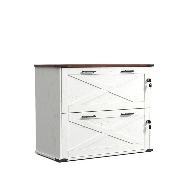2-Drawer Wood File Cabinet with Lock - 25.79H