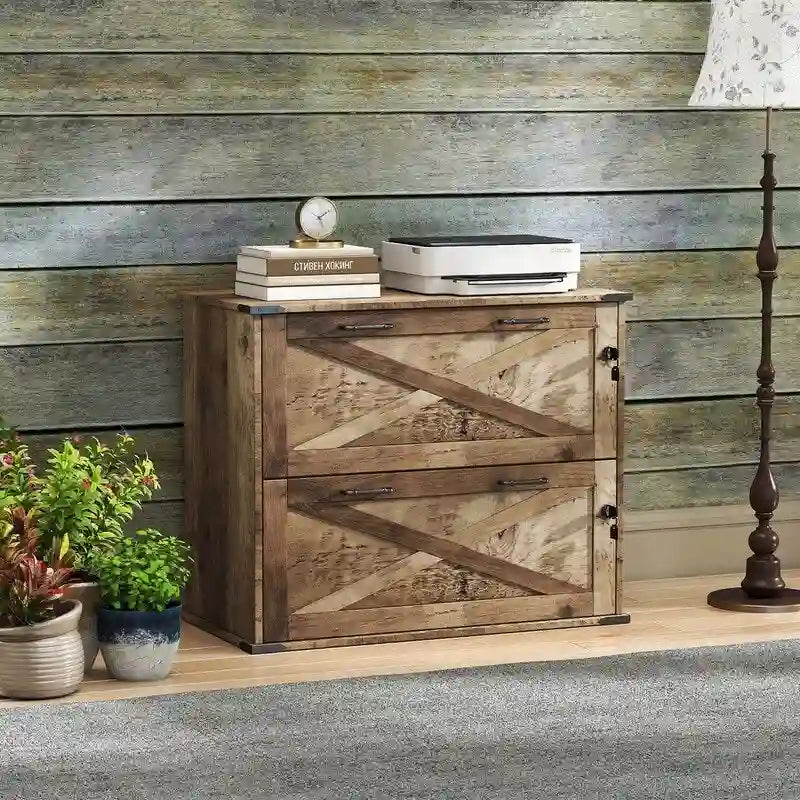 2-Drawer Wood File Cabinet with Lock - 25.79H