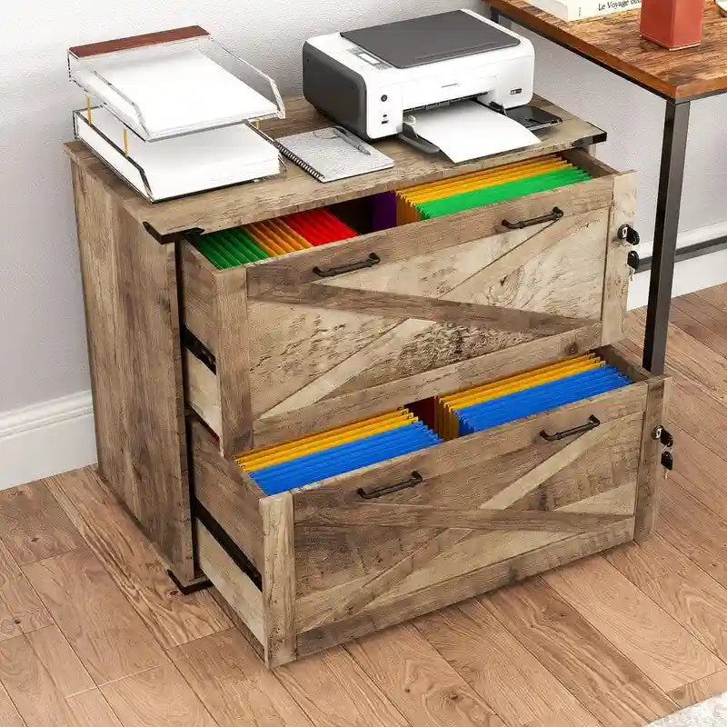 2-Drawer Wood File Cabinet with Lock - 25.79H