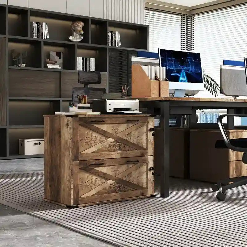 2-Drawer Wood File Cabinet with Lock - 25.79H