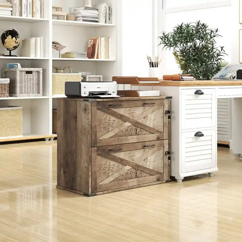 2-Drawer Wood File Cabinet with Lock - 25.79H
