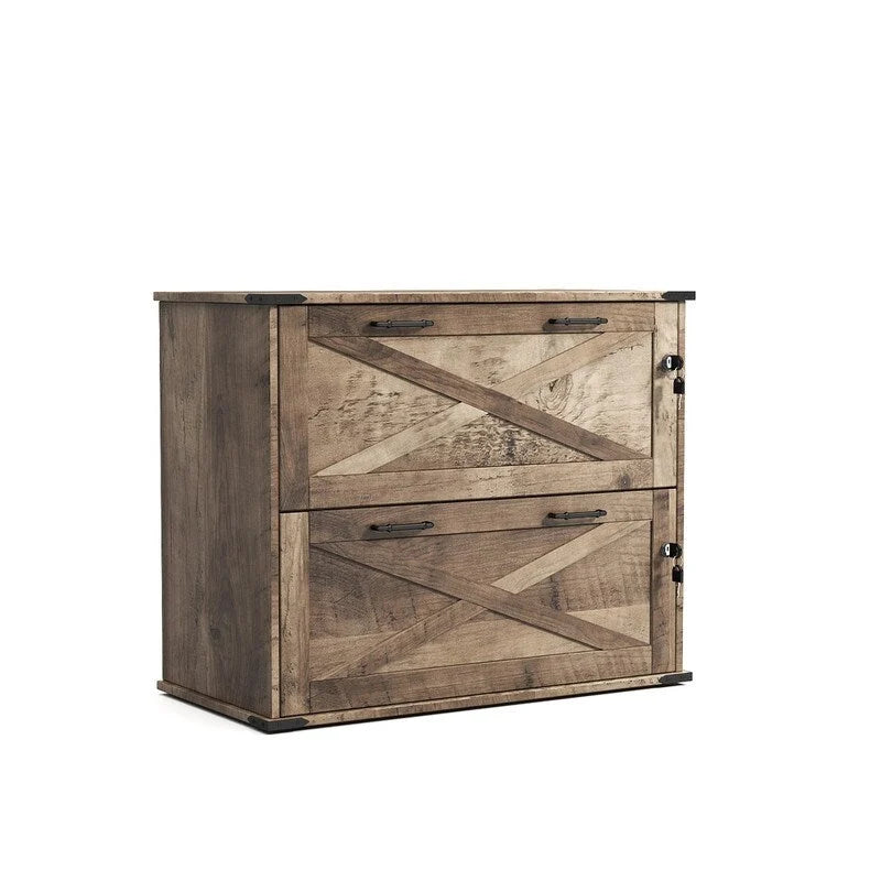2-Drawer Wood File Cabinet with Lock - 25.79H