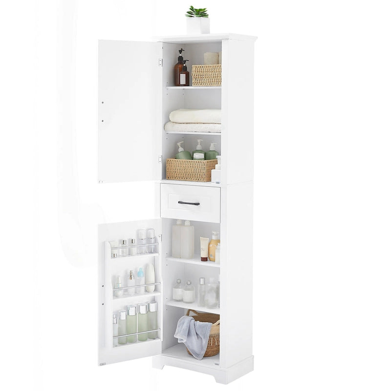 Freestanding Bathroom Storage Cabinet with 4 Adjustable Shelves, Drawer and 2 Doors