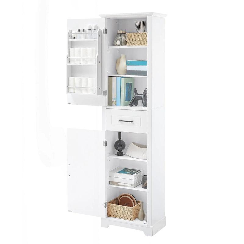 Freestanding Bathroom Storage Cabinet with 4 Adjustable Shelves, Drawer and 2 Doors