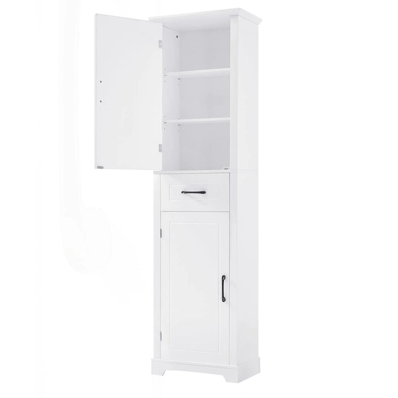 Freestanding Bathroom Storage Cabinet with 4 Adjustable Shelves, Drawer and 2 Doors
