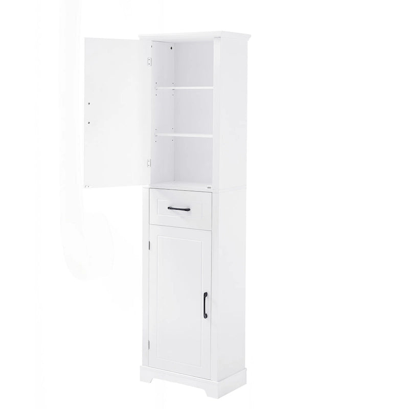 Freestanding Bathroom Storage Cabinet with 4 Adjustable Shelves, Drawer and 2 Doors