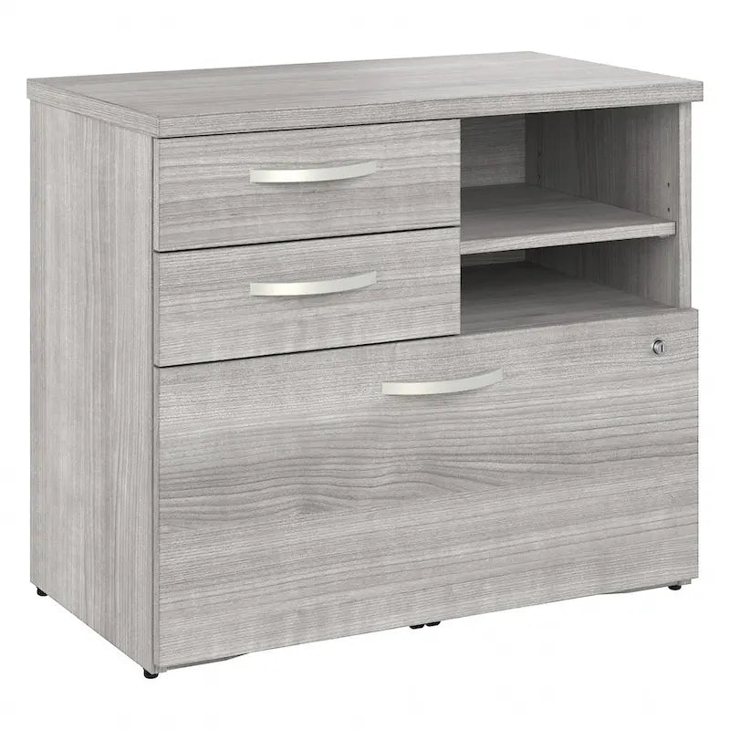 Office Storage Cabinet with File Drawer, 2 Box Drawers and Open Shelves - 30W x 17D x 26H