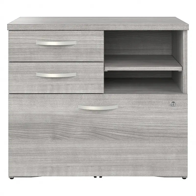 Büro-Aufbewahrungsschrank mit Aktenschublade, 2 Schubladen und offenen Regalböden - 30W x 17D x 26H