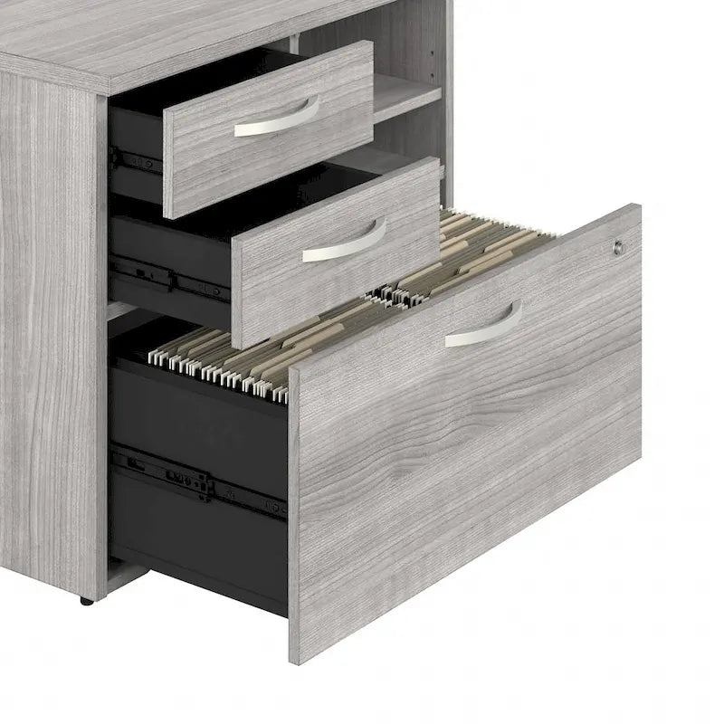 Büro-Aufbewahrungsschrank mit Aktenschublade, 2 Schubladen und offenen Regalböden - 30W x 17D x 26H