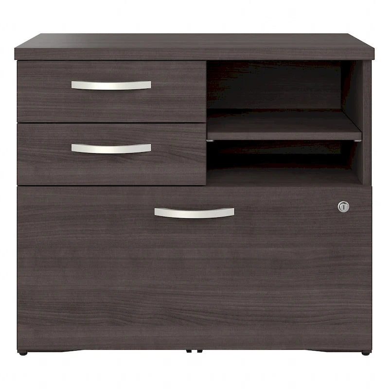 Büro-Aufbewahrungsschrank mit Aktenschublade, 2 Schubladen und offenen Regalböden - 30W x 17D x 26H