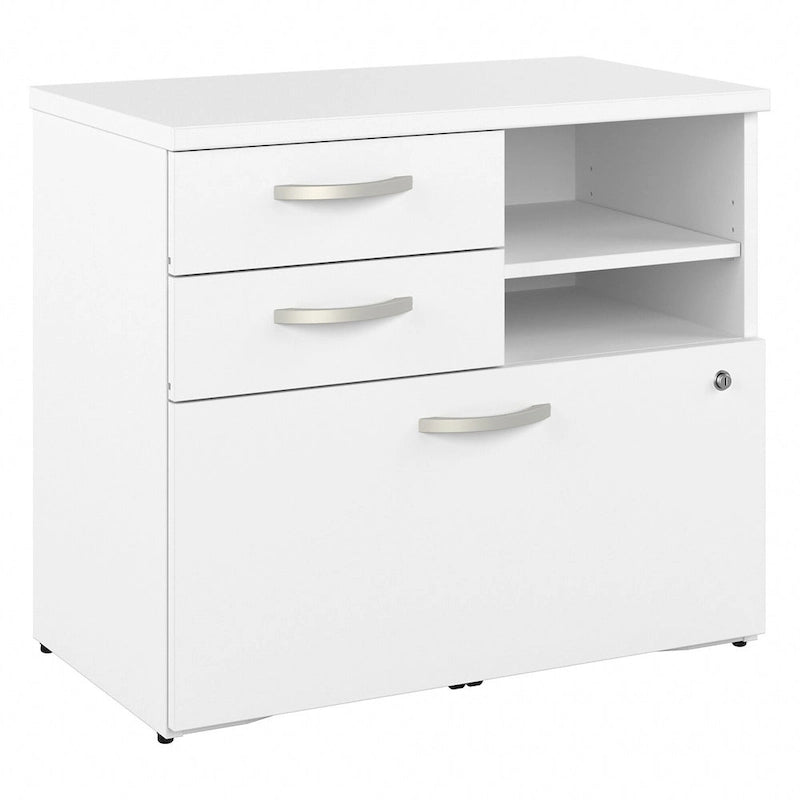 Büro-Aufbewahrungsschrank mit Aktenschublade, 2 Schubladen und offenen Regalböden - 30W x 17D x 26H