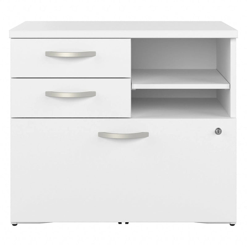Büro-Aufbewahrungsschrank mit Aktenschublade, 2 Schubladen und offenen Regalböden - 30W x 17D x 26H