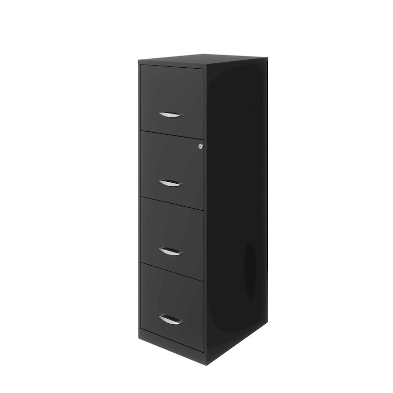4-Drawer Vertical File Cabinet 18in Deep - Charcoal, Letter Size, with Lock