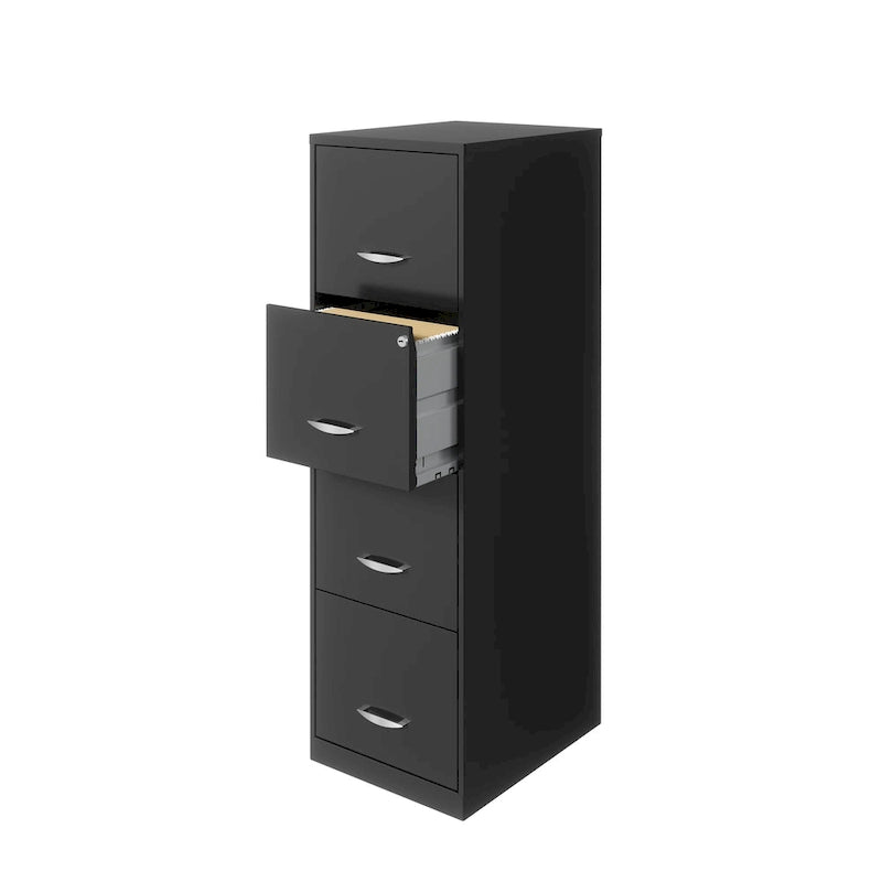 4-Drawer Vertical File Cabinet 18in Deep - Charcoal, Letter Size, with Lock