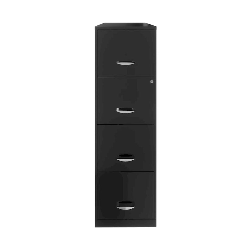 4-Drawer Vertical File Cabinet 18in Deep - Charcoal, Letter Size, with Lock