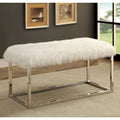Fur Fabric Accent Bench with Chrome Frame