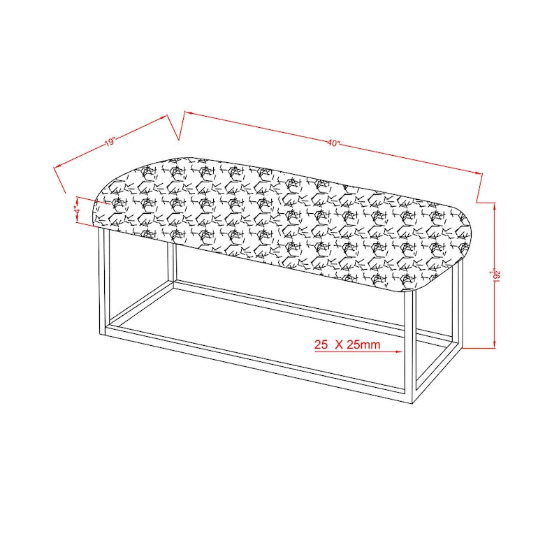 Fur Fabric Accent Bench with Chrome Frame