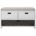 Storage Bench with Removable Basket, 2 Drawers and Cushioned Seat