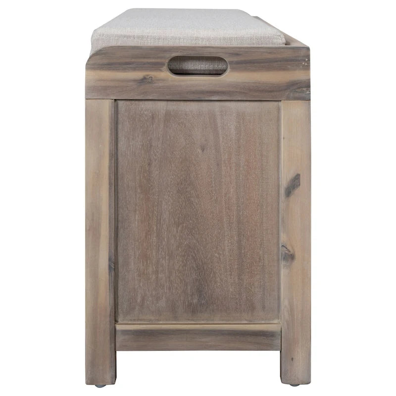 Storage Bench with Removable Basket, 2 Drawers and Cushioned Seat