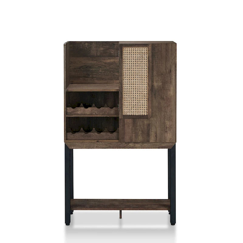Farmhouse Kitchen Hutch with Wine Rack, 2 Open Shelves and Cabinet
