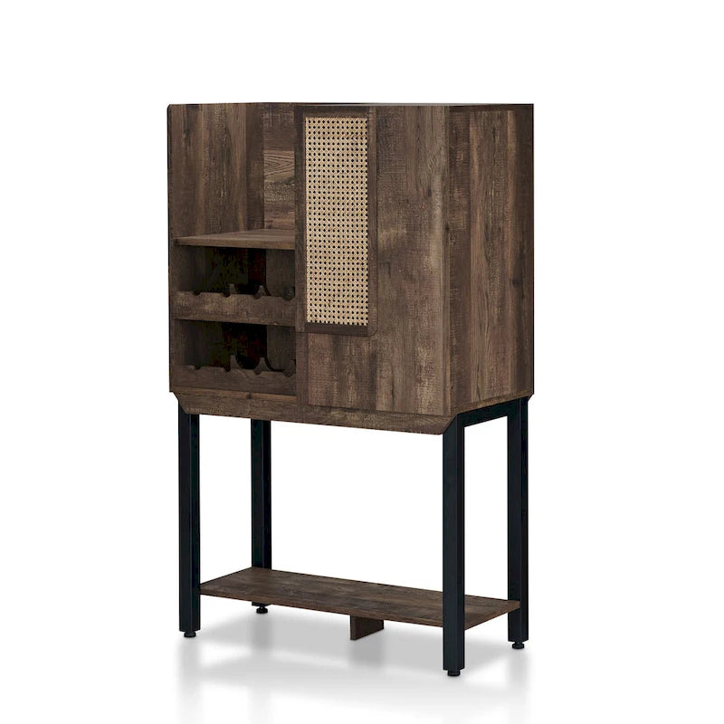 Farmhouse Kitchen Hutch with Wine Rack, 2 Open Shelves and Cabinet