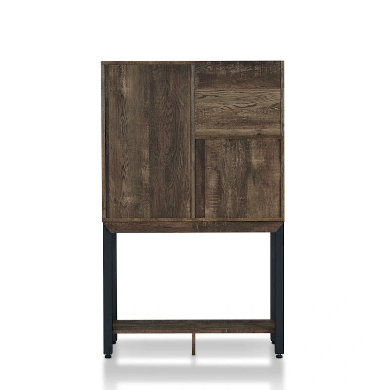 Farmhouse Kitchen Hutch with Wine Rack, 2 Open Shelves and Cabinet