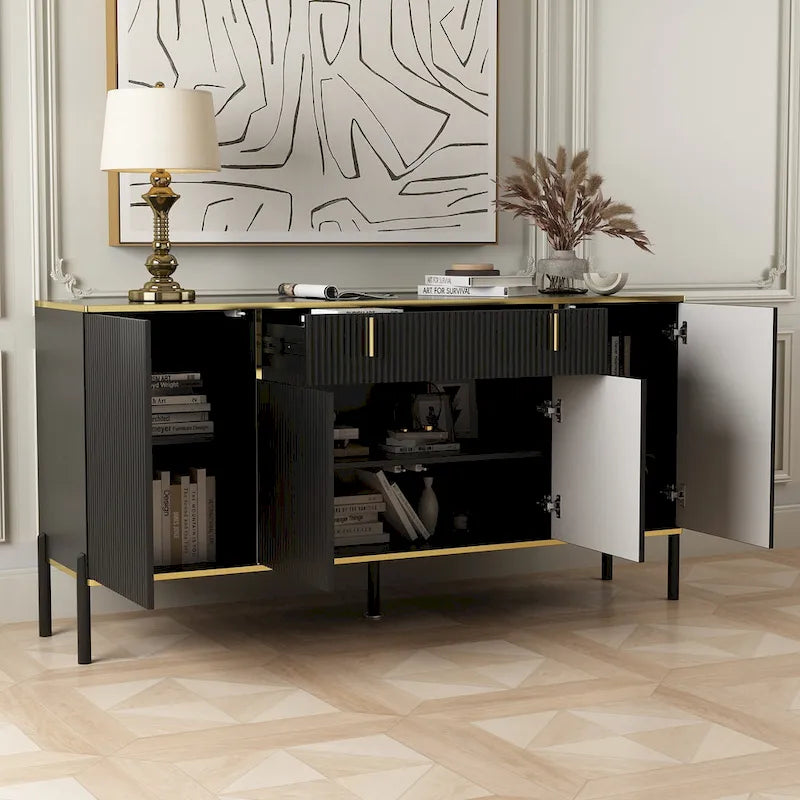 Kitchen Sideboard Accent Storage Cabinet with 2 Drawers and 3 Cabinets