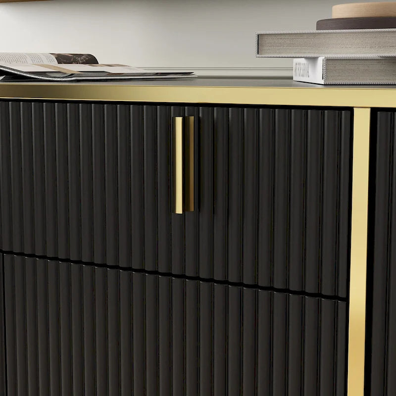 Kitchen Sideboard Accent Storage Cabinet with 2 Drawers and 3 Cabinets