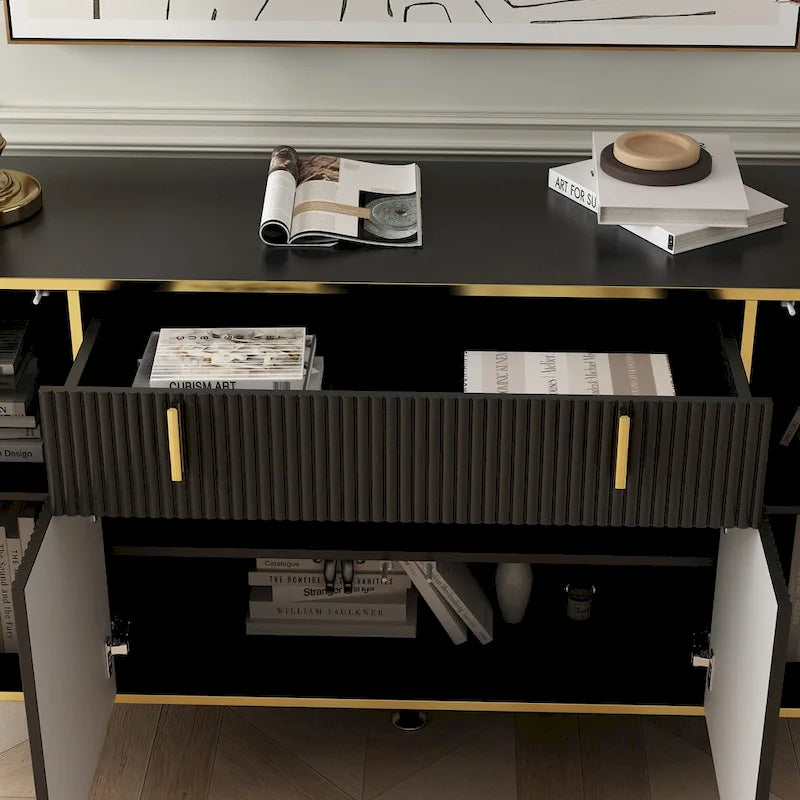 Kitchen Sideboard Accent Storage Cabinet with 2 Drawers and 3 Cabinets
