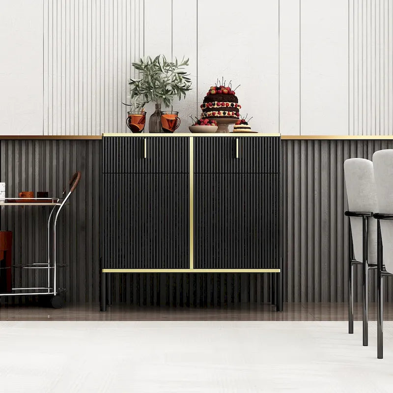 Kitchen Sideboard Accent Storage Cabinet with 2 Drawers and 3 Cabinets