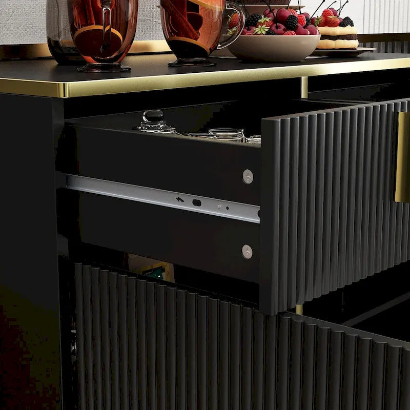Kitchen Sideboard Accent Storage Cabinet with 2 Drawers and 3 Cabinets