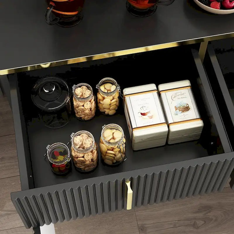 Kitchen Sideboard Accent Storage Cabinet with 2 Drawers and 3 Cabinets
