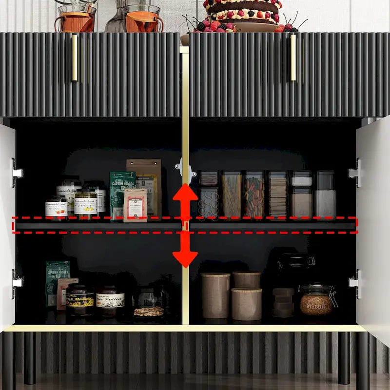 Kitchen Sideboard Accent Storage Cabinet with 2 Drawers and 3 Cabinets